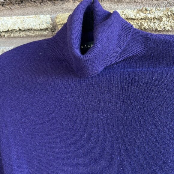 Ralph Lauren Black Label Purple 100% Cashmere Turtleneck Sweater Size Medium - Picture 6 of 6